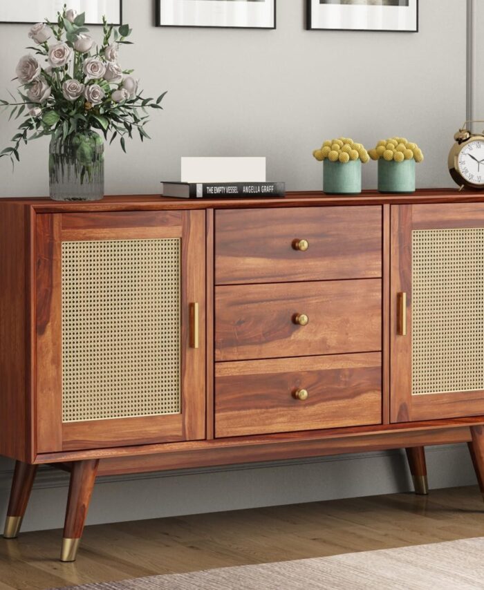 Sheesham Wood Chest: Honey Brown Storage for Home & Office.