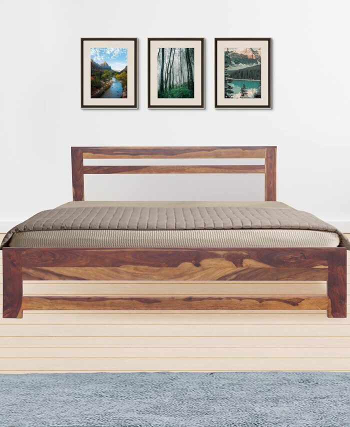 Sheesham Wood Single Bed: No Storage, Elegant Functional Palang.