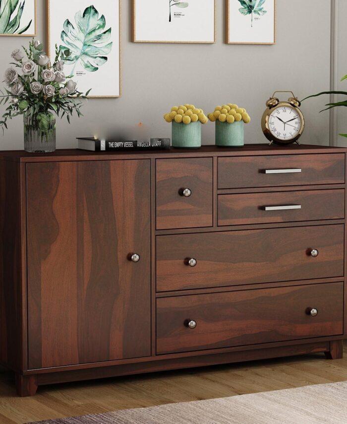 Sheesham Wood Chest: Walnut Storage for Hall, Kitchen.