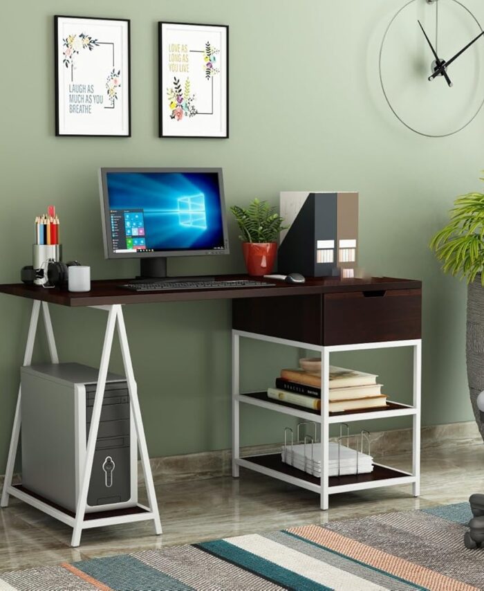 Solid Sheesham Desk: Adult Writing, Shelf Storage.