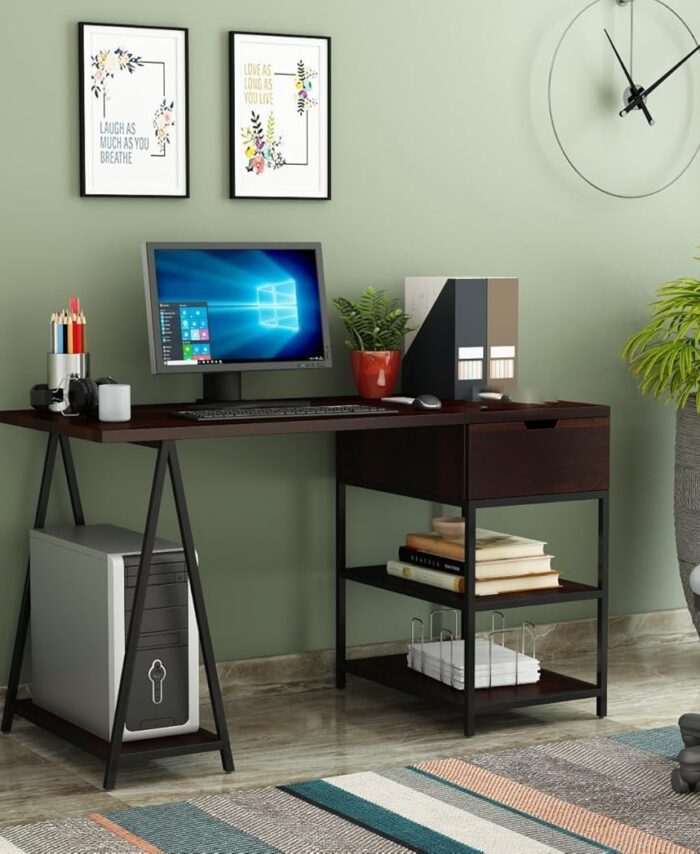 Sheesham Desk: Adult WFH, Drawer & Shelf.